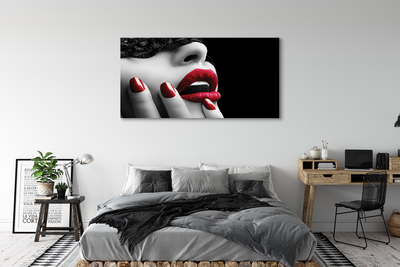 Quadro em tela Lábios e unhas de mulher