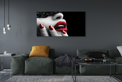 Quadro em tela Lábios e unhas de mulher