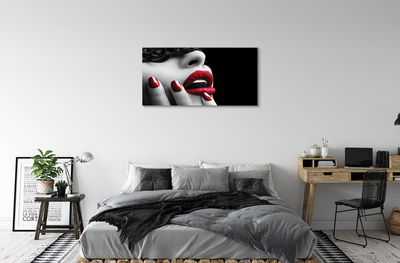 Quadro em tela Lábios e unhas de mulher