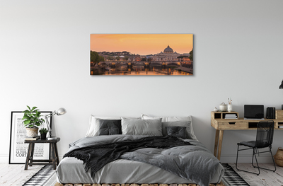 Pintura em tela Roma Pôr do Sol Pontes Rio Edifícios