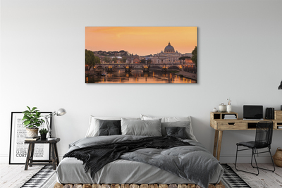 Pintura em tela Roma Pôr do Sol Pontes Rio Edifícios