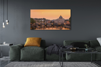 Pintura em tela Roma Pôr do Sol Pontes Rio Edifícios