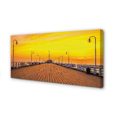 Pintura em tela Pôr do sol no mar do cais de Gdansk