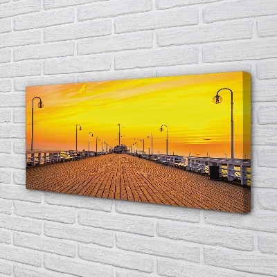 Pintura em tela Pôr do sol no mar do cais de Gdansk