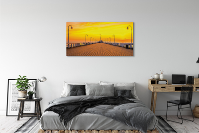 Pintura em tela Pôr do sol no mar do cais de Gdansk