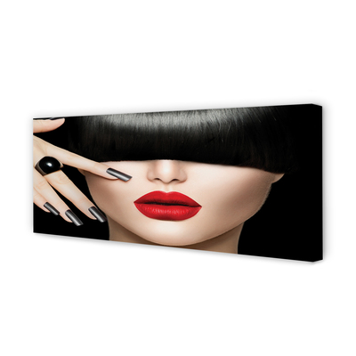 Pintura em tela Mulher bate os lábios vermelhos