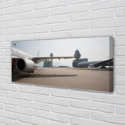 Quadro em tela Edifícios de aviões, aeroporto, céu