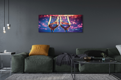 Quadro em tela Taças com fundo colorido de champanhe
