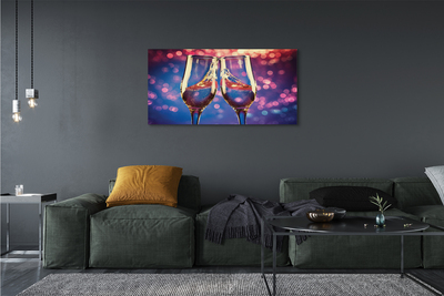 Quadro em tela Taças com fundo colorido de champanhe