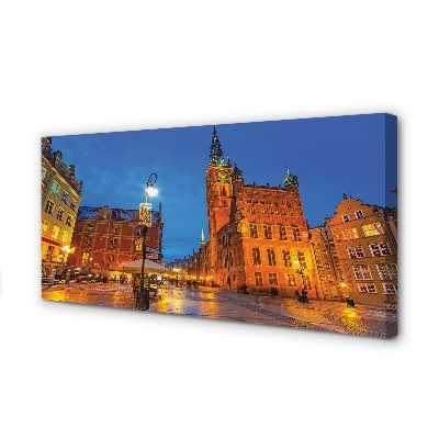 Quadro em tela Igreja Noturna da Cidade Velha de Gdansk