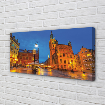 Quadro em tela Igreja Noturna da Cidade Velha de Gdansk