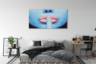 Quadro em tela Lábios neon femininos