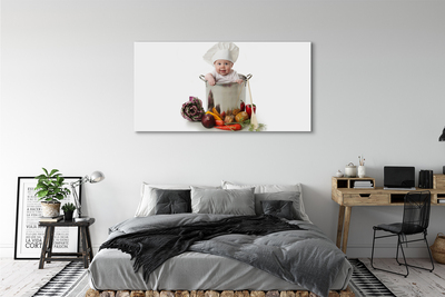 Quadro em tela Bebê em uma panela de vegetais