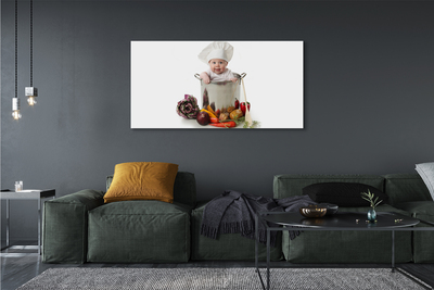 Quadro em tela Bebê em uma panela de vegetais