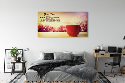 Quadro em tela Inscrição na caneca vermelha de outono