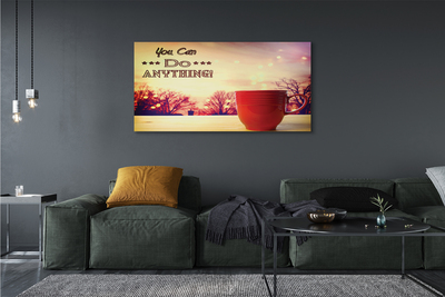 Quadro em tela Inscrição na caneca vermelha de outono