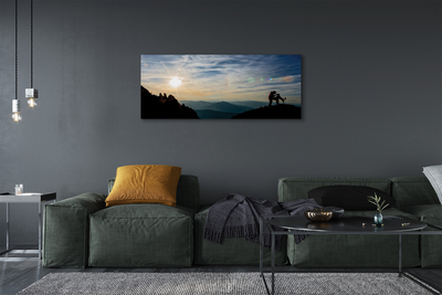 Pintura em tela Homem, cachorro, montanha