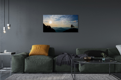 Pintura em tela Homem, cachorro, montanha