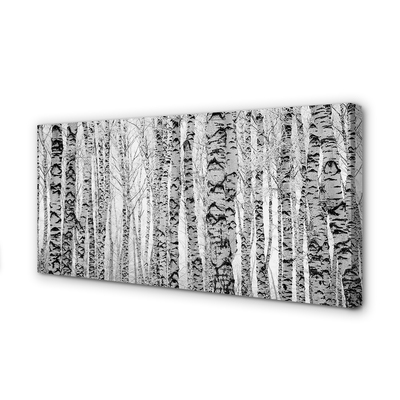 Pintura em tela Bétulas pretas e brancas