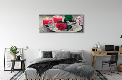 Pintura em tela Vela coração de rosa