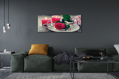 Pintura em tela Vela coração de rosa