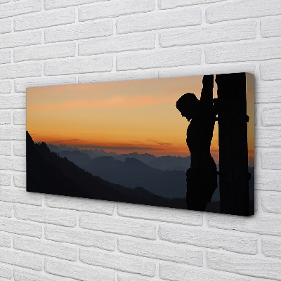 Quadro em tela Pôr do sol de Jesus crucificado