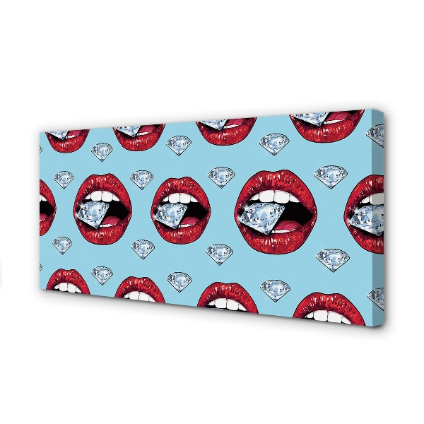 Quadro em tela Lábios de diamantes
