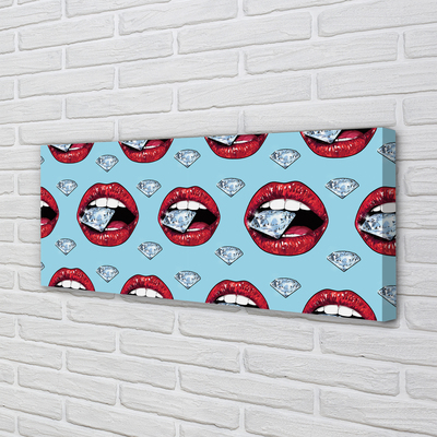 Quadro em tela Lábios de diamantes