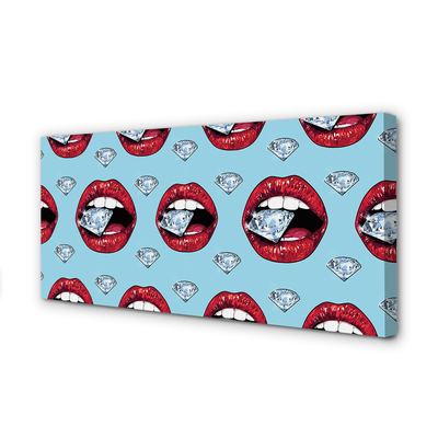 Quadro em tela Lábios de diamantes
