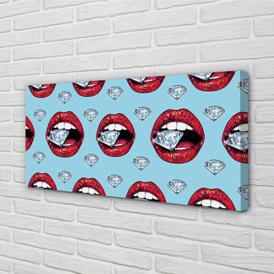 Quadro em tela Lábios de diamantes