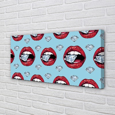 Quadro em tela Lábios de diamantes