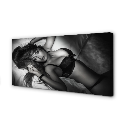 Pintura em tela Mulher em preto e branco