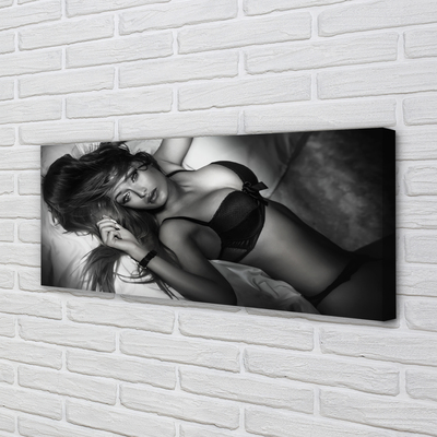 Pintura em tela Mulher em preto e branco