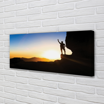 Quadro em tela Homem da montanha do pôr do sol