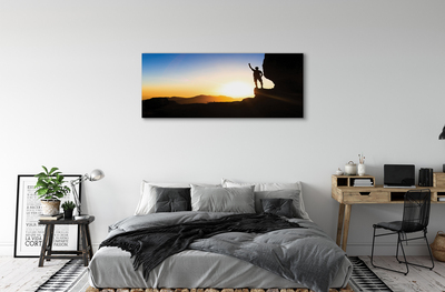 Quadro em tela Homem da montanha do pôr do sol