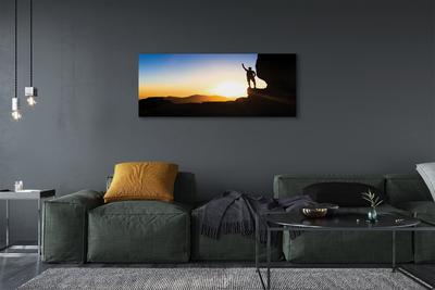 Quadro em tela Homem da montanha do pôr do sol