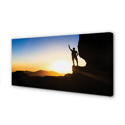 Quadro em tela Homem da montanha do pôr do sol
