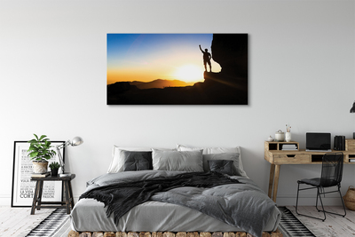 Quadro em tela Homem da montanha do pôr do sol