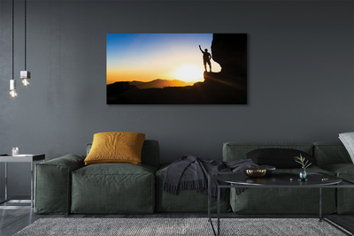 Quadro em tela Homem da montanha do pôr do sol