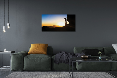 Quadro em tela Homem da montanha do pôr do sol