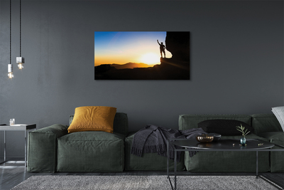Quadro em tela Homem da montanha do pôr do sol