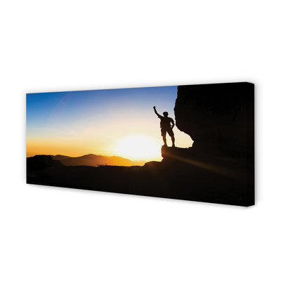 Quadro em tela Homem da montanha do pôr do sol