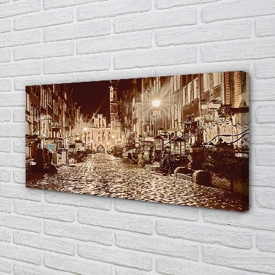 Quadro em tela Cidade Velha de Gdansk à noite