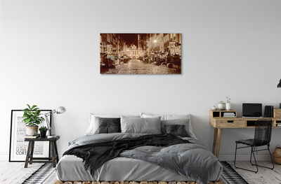 Quadro em tela Cidade Velha de Gdansk à noite