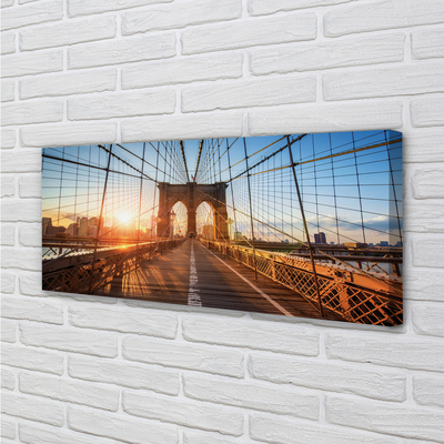 Pintura em tela Ponte nascer do sol arranha-céus