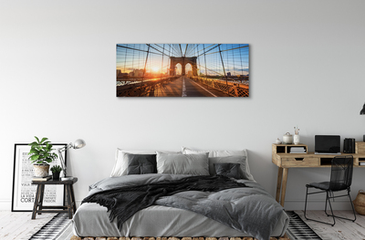 Pintura em tela Ponte nascer do sol arranha-céus