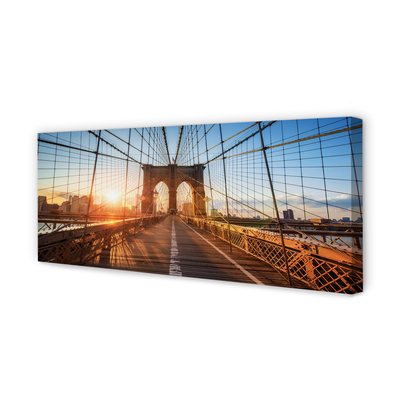 Pintura em tela Ponte nascer do sol arranha-céus