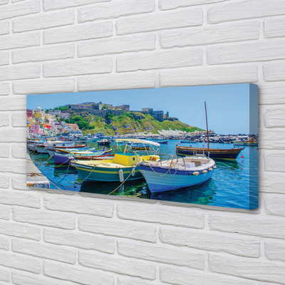 Quadro em tela Montanhas, mar, navios