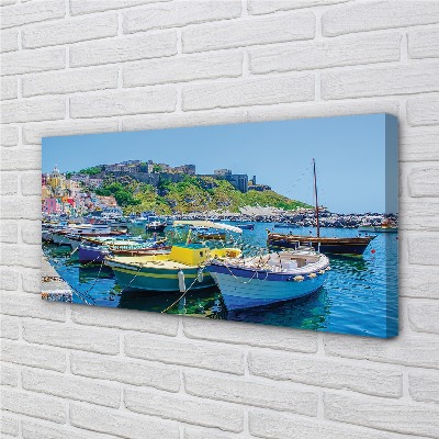 Quadro em tela Montanhas, mar, navios