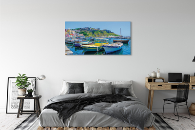 Quadro em tela Montanhas, mar, navios